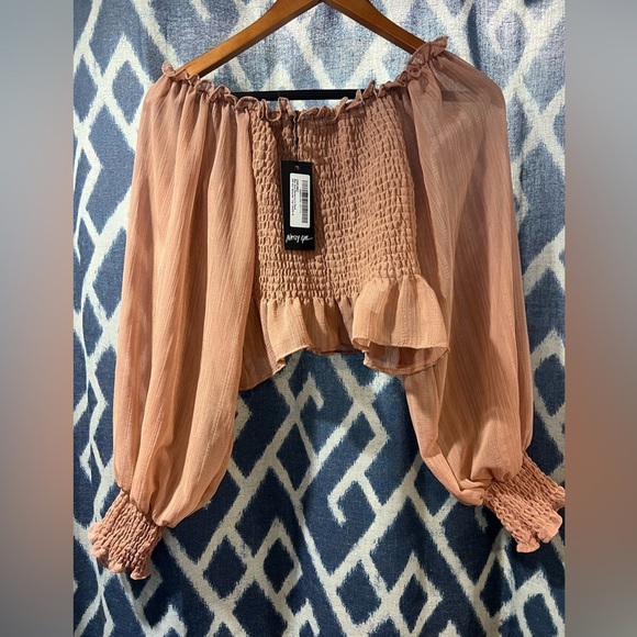 NWT Nasty Gal Off The Shoulder - Who Said Romance is Dead Taupe​ - Picture 2 of 8